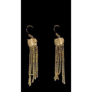 TAI Rose Quart & CZ with Gold Chain Fringe Earrings